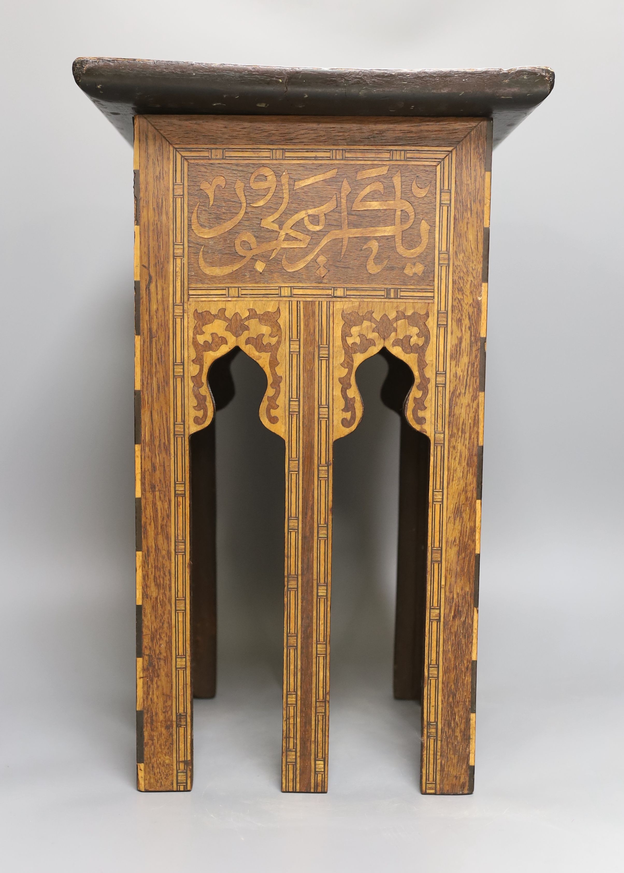 A Middle-Eastern inlaid plant stand - 43cm tall